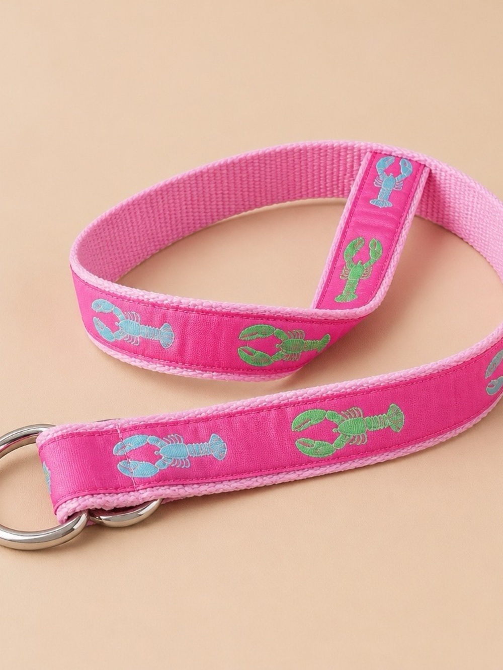 Liz Claiborne Pink Belt with Colorful Lobster Trim